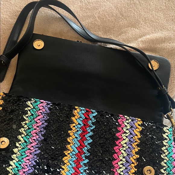 Kurt Geiger Black and Multicolor Woven Shoulder Bag - Picture 4 of 5